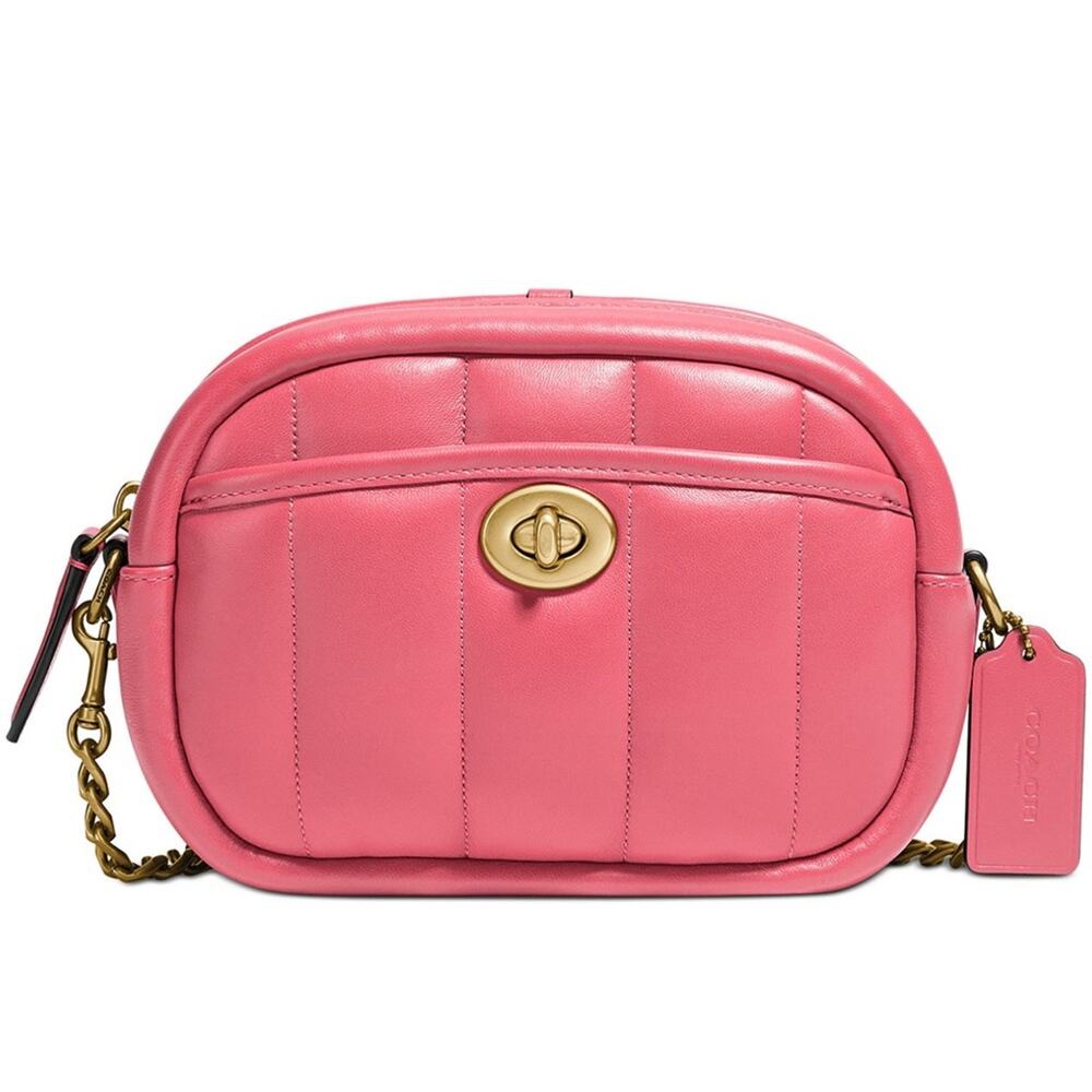 Coach Quilted Leather Camera Bag Watermelon Pink NWT